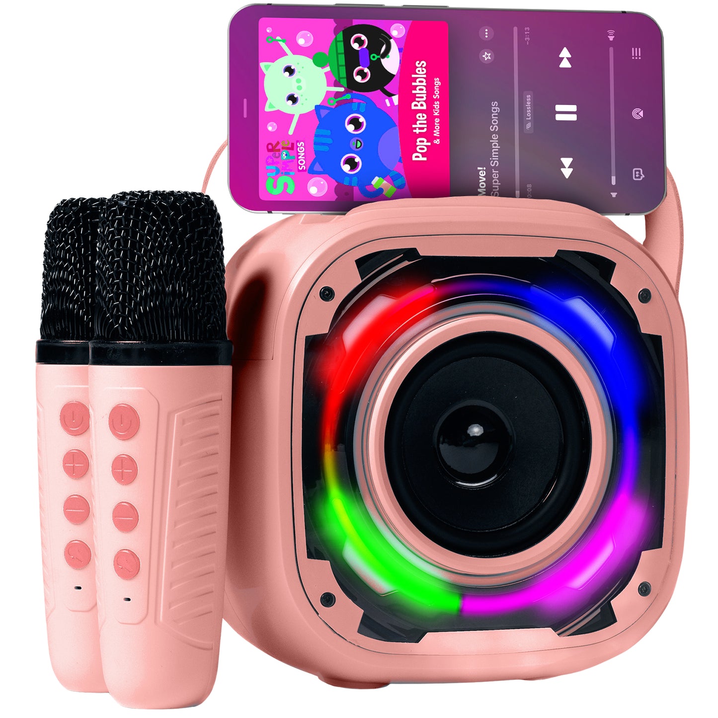 Mini portable karaoke machine with 2 microphones