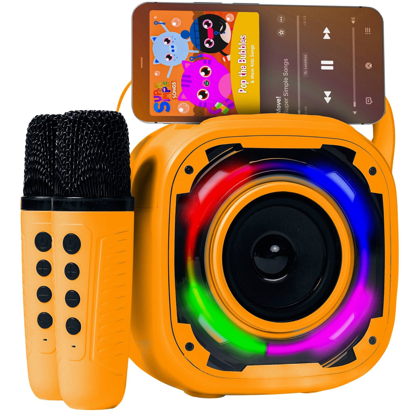 Mini portable karaoke machine with 2 microphones